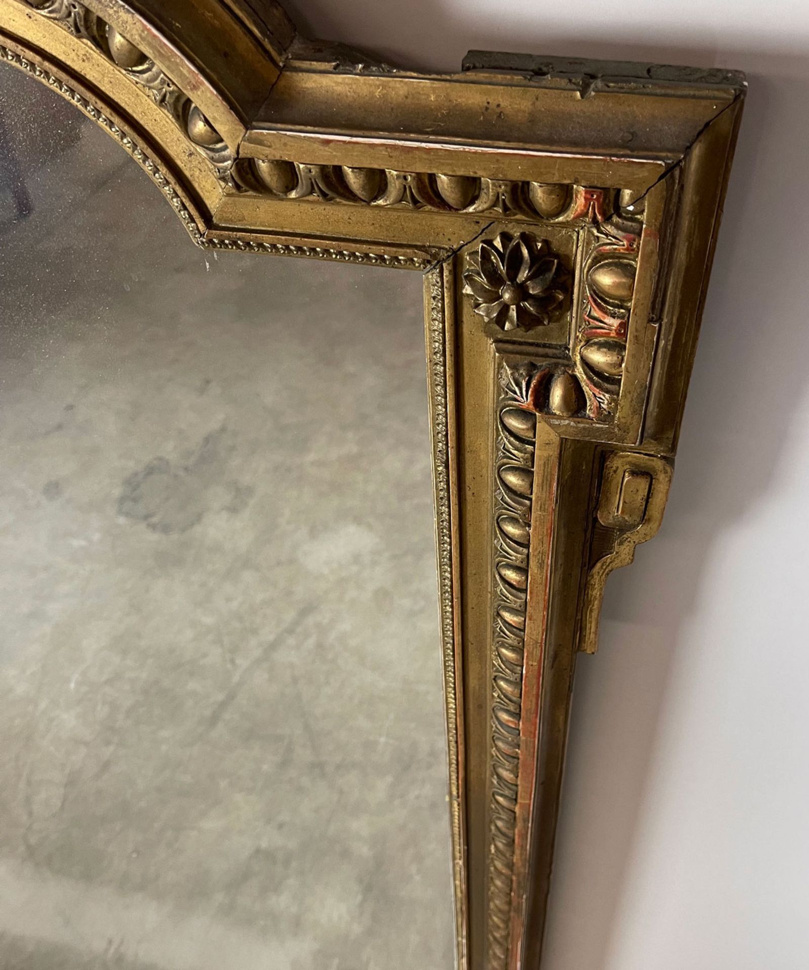 Large Antique Castle Mirror with Gilded Wooden Frame - Image 7 of 13