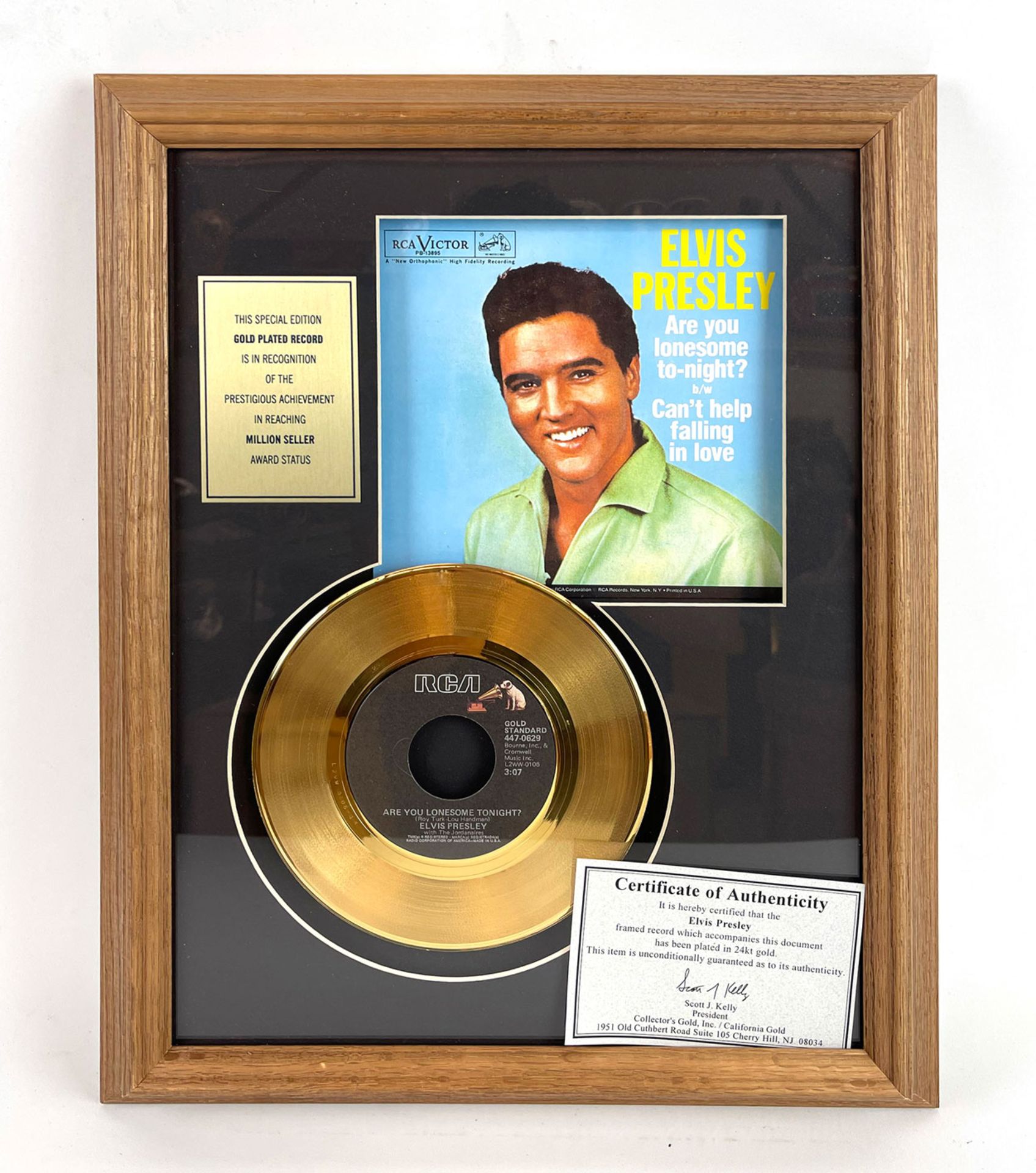 Elvis Presley Framed Golden Record "Are you lonesome tonight"