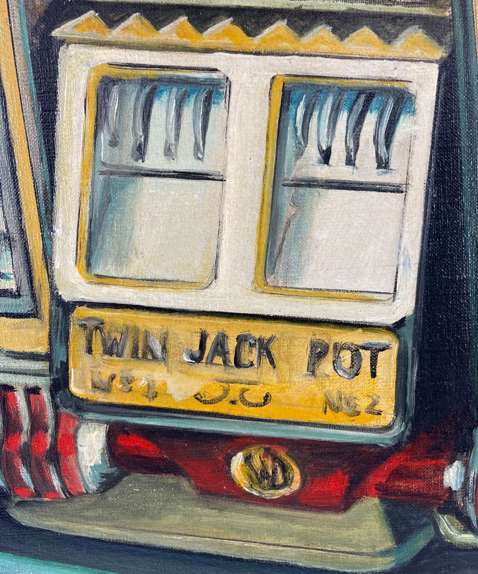 Framed J. Krivine Painting of Watling Rol-A-Top Slot Machine - Image 3 of 5