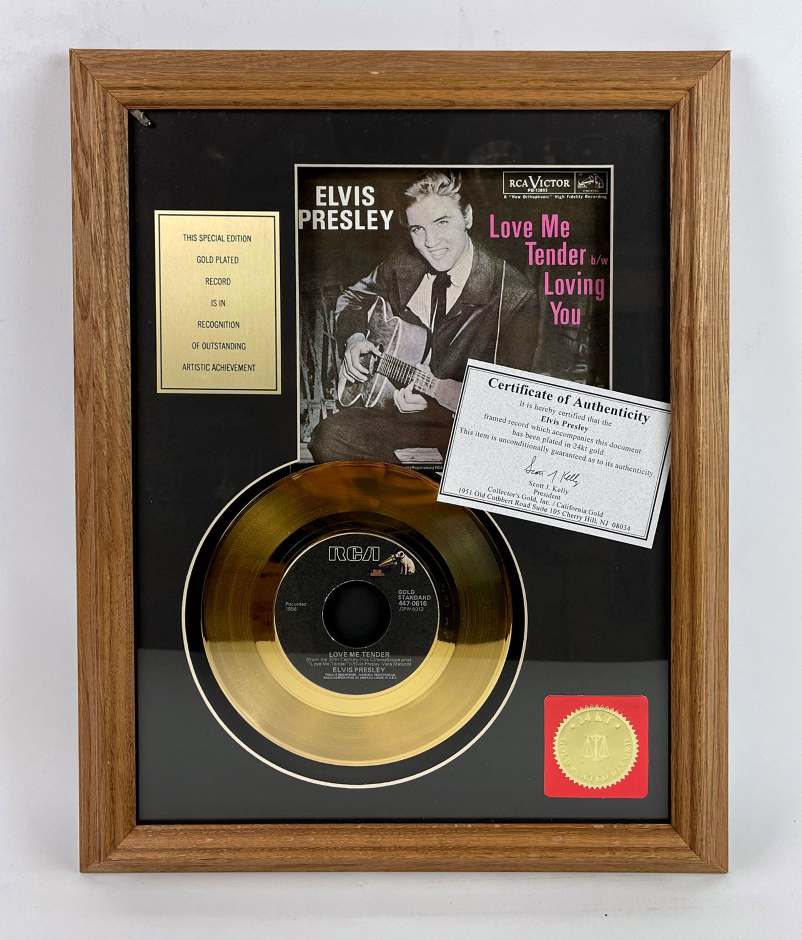 Elvis Presley Framed Golden Record "Love Me Tender"