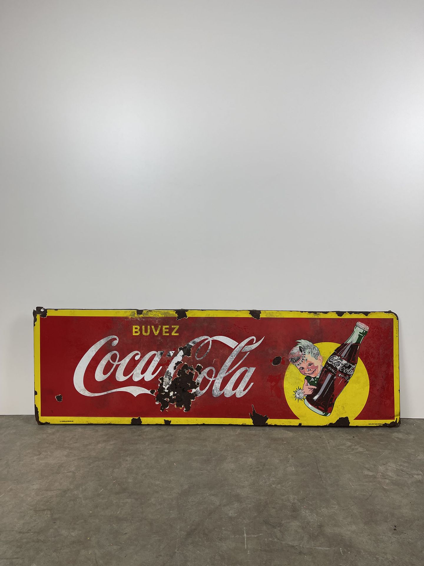 Vintage Belgian Coca-Cola Enamel Sign Featuring Coca-Cola Sprite Boy - Bild 2 aus 7