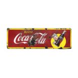 Vintage Belgian Coca-Cola Enamel Sign Featuring Coca-Cola Sprite Boy