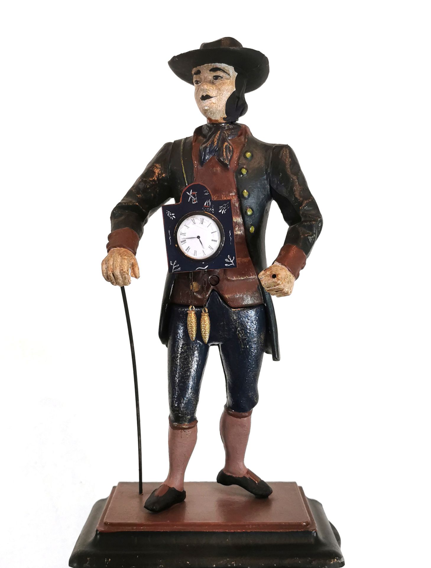 Black Forest Clock Seller, Cast Iron, Reproduction.  - Image 3 of 8