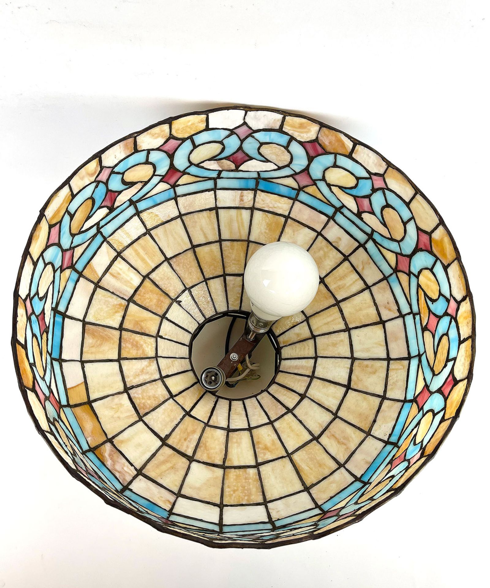 Tiffany Style Hanging Ceiling Lamp with Blue Pattern - Bild 3 aus 3