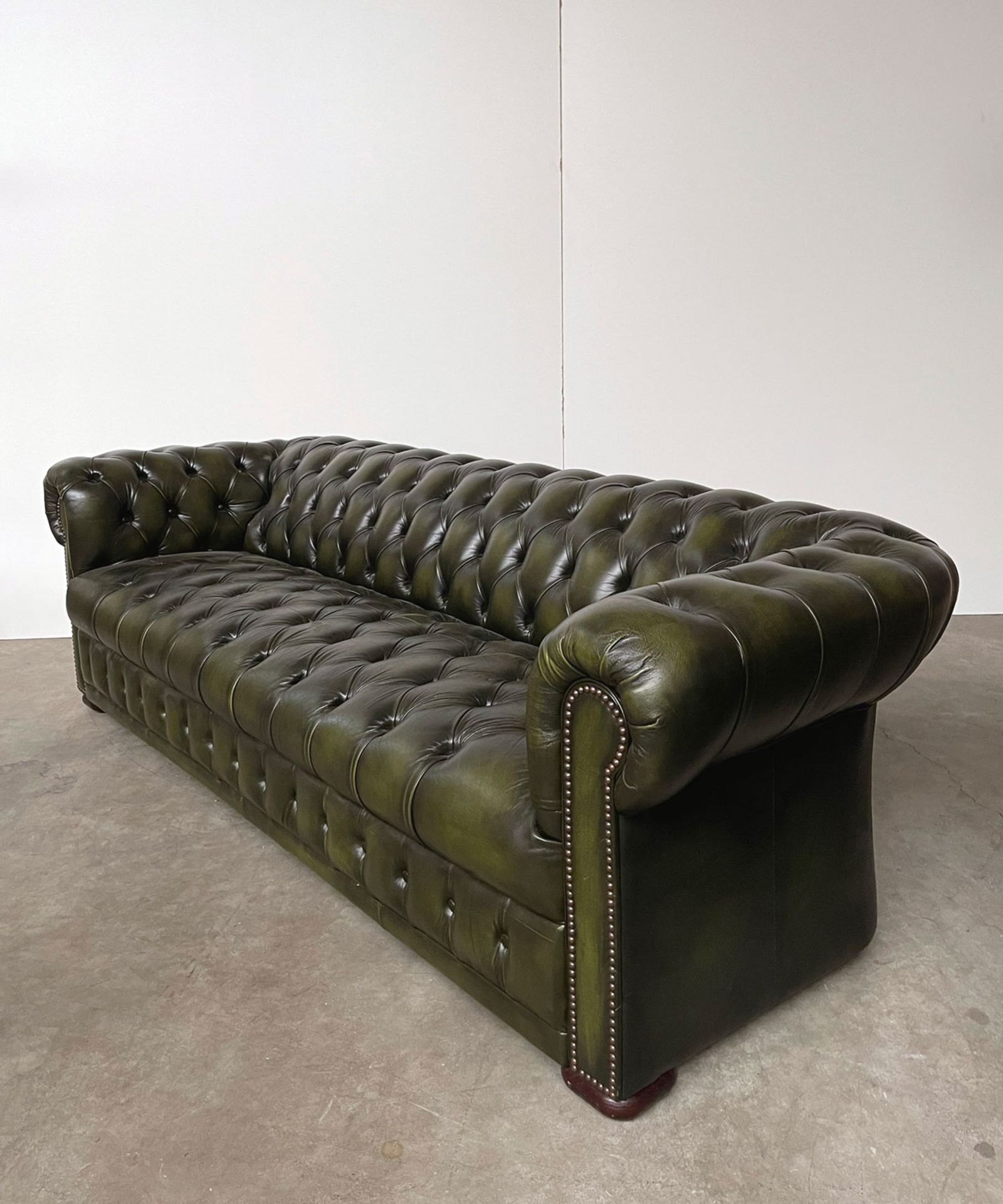 Green Leather Chesterfield Sofa - Image 8 of 10