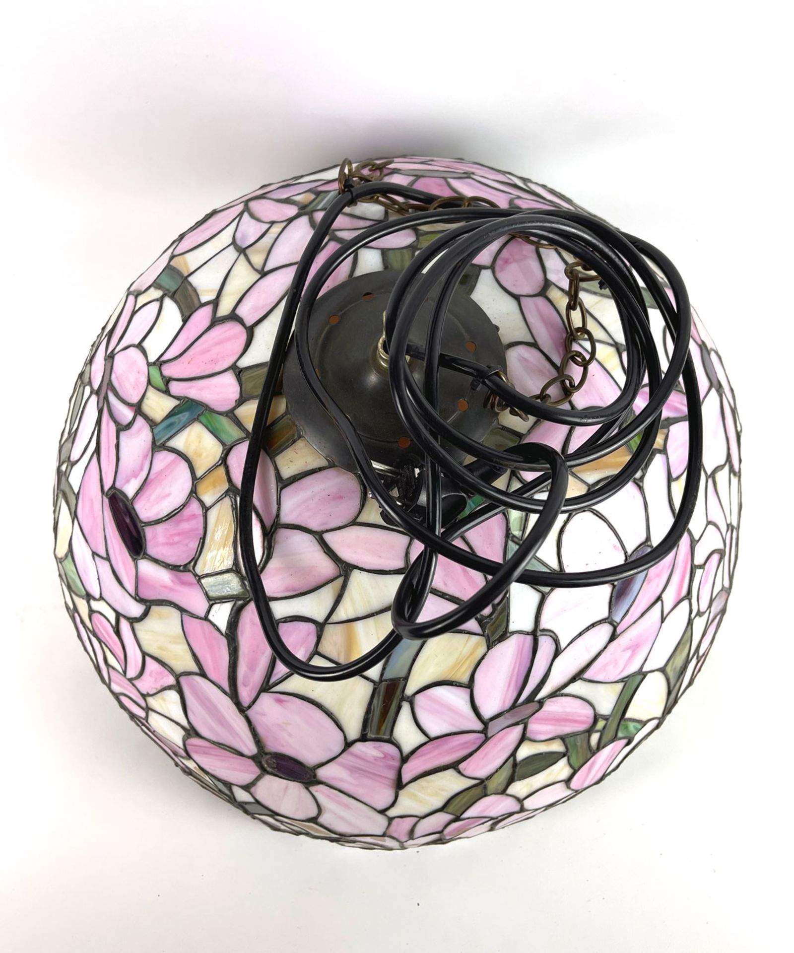Tiffany Style Hanging Ceiling Lamp with Flower Motif - Image 2 of 3