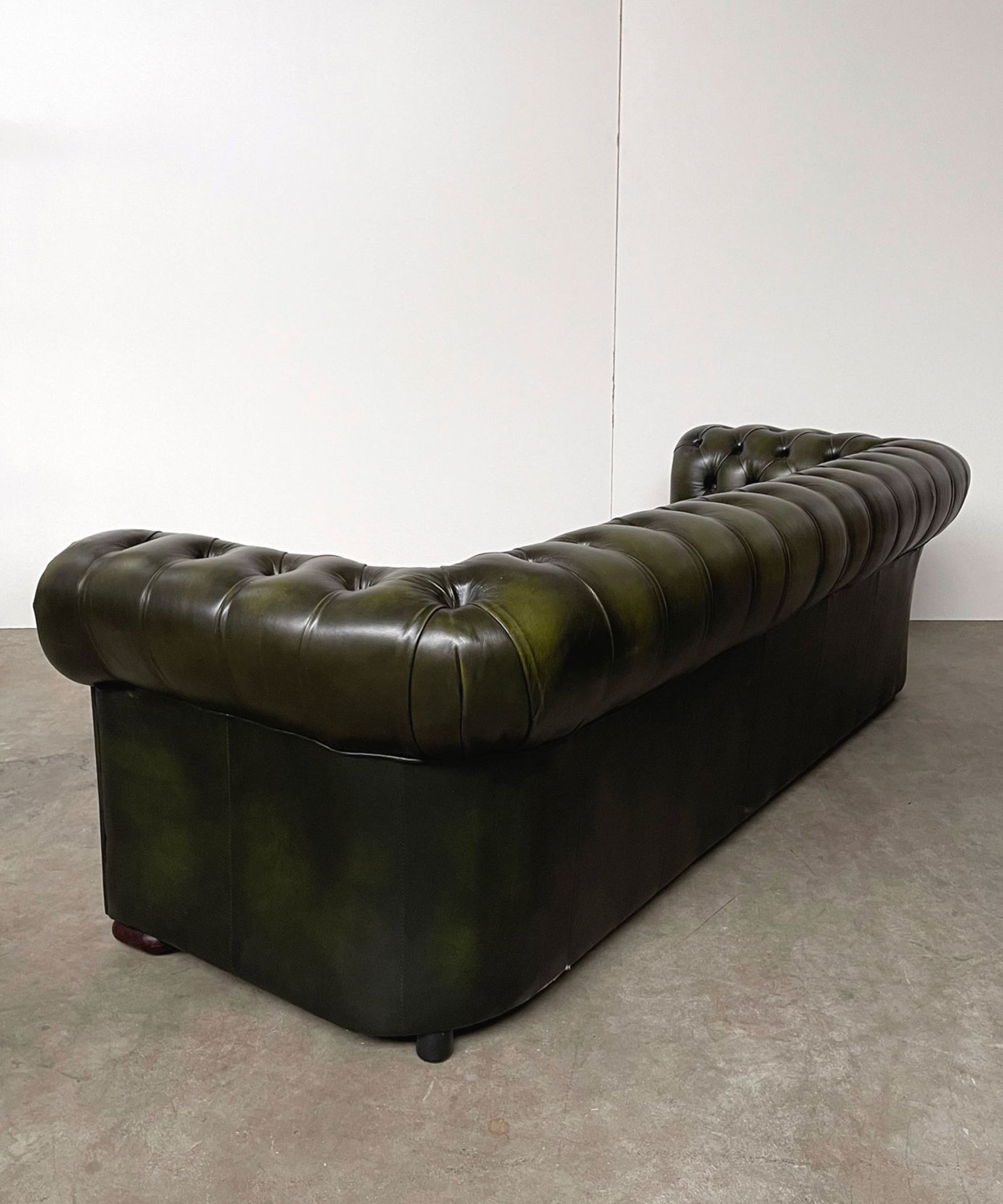 Green Leather Chesterfield Sofa - Image 6 of 10