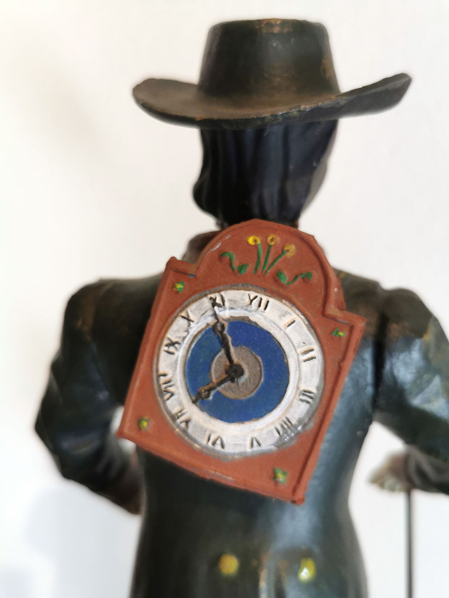 Black Forest Clock Seller, Cast Iron, Reproduction.  - Image 7 of 8