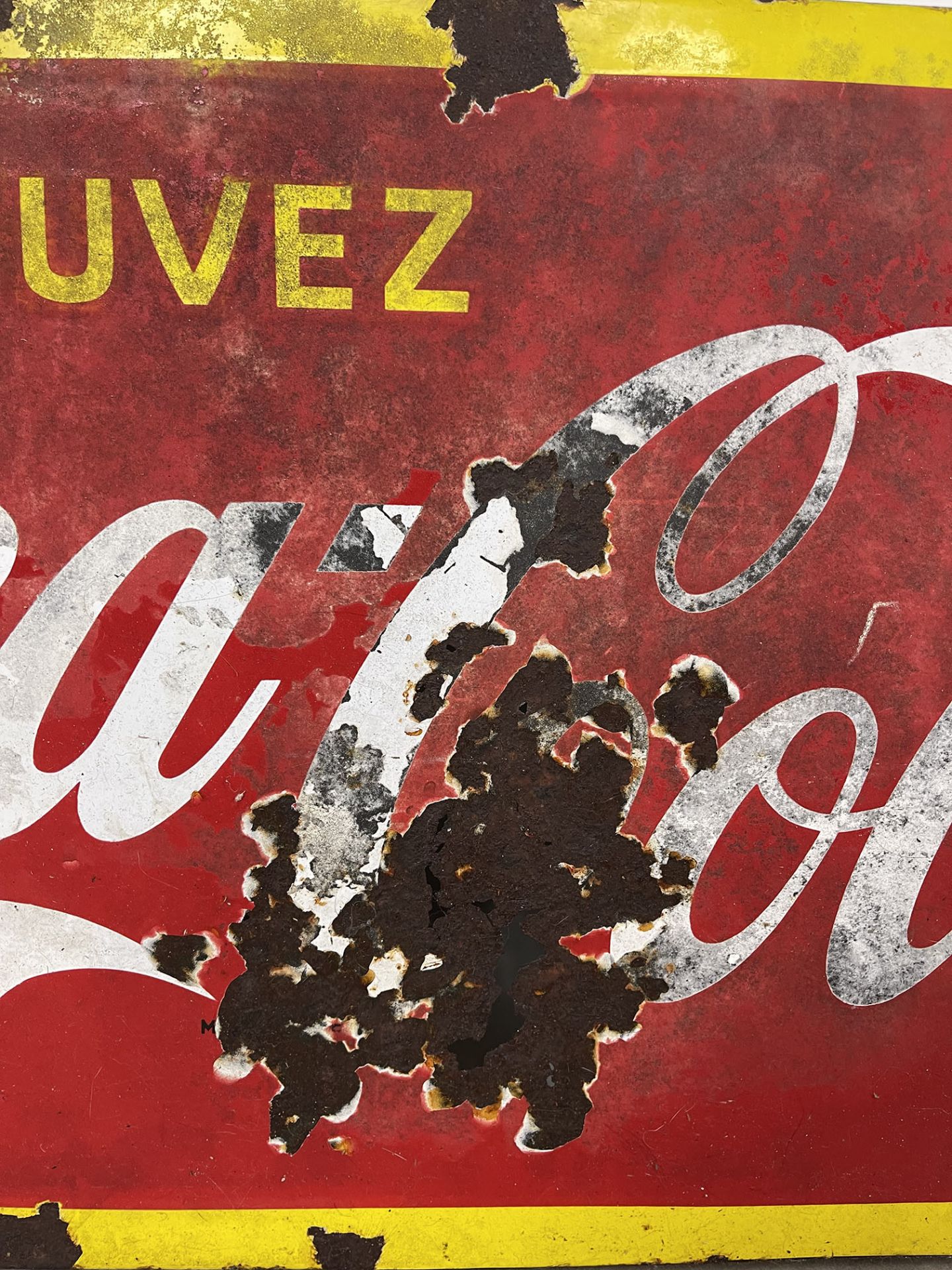 Vintage Belgian Coca-Cola Enamel Sign Featuring Coca-Cola Sprite Boy - Bild 3 aus 7