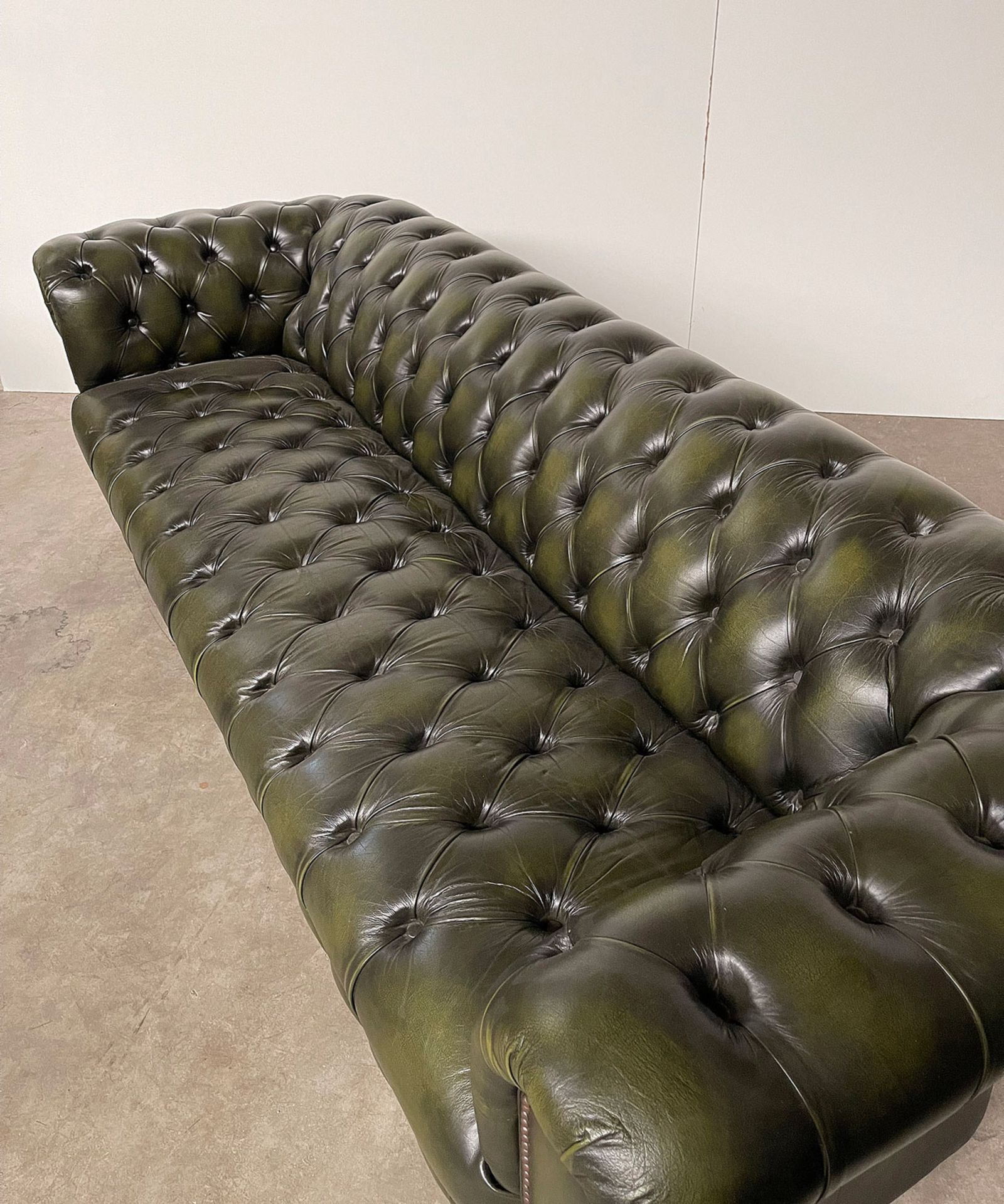 Green Leather Chesterfield Sofa - Image 9 of 10