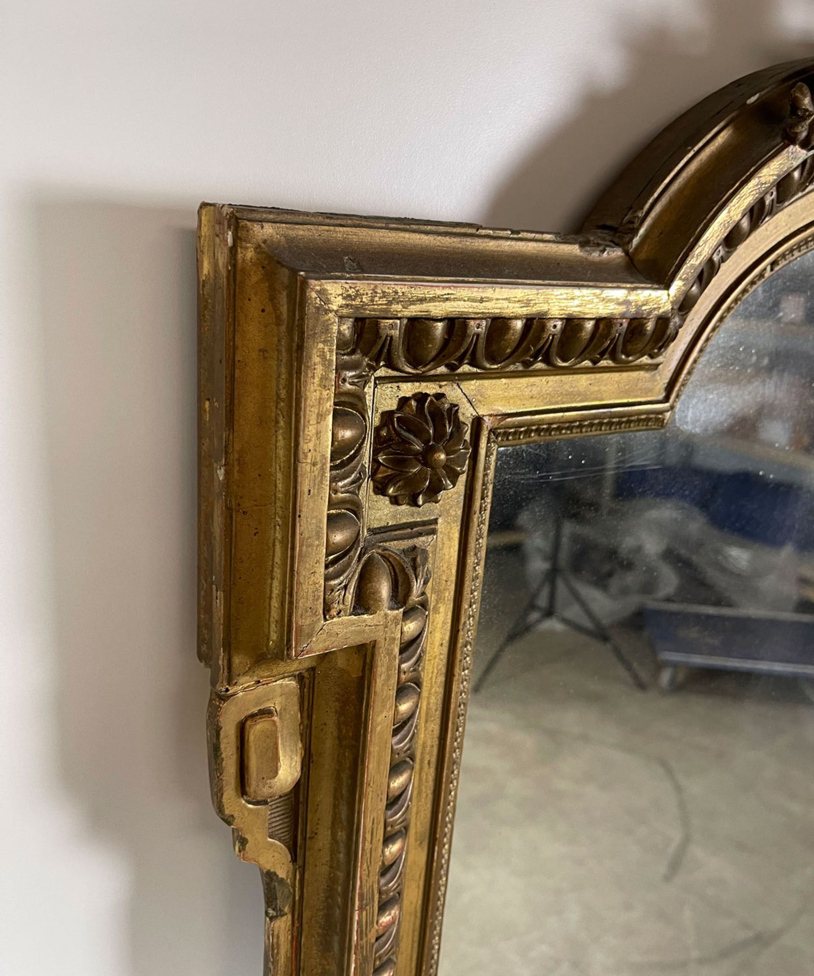 Large Antique Castle Mirror with Gilded Wooden Frame - Image 2 of 13