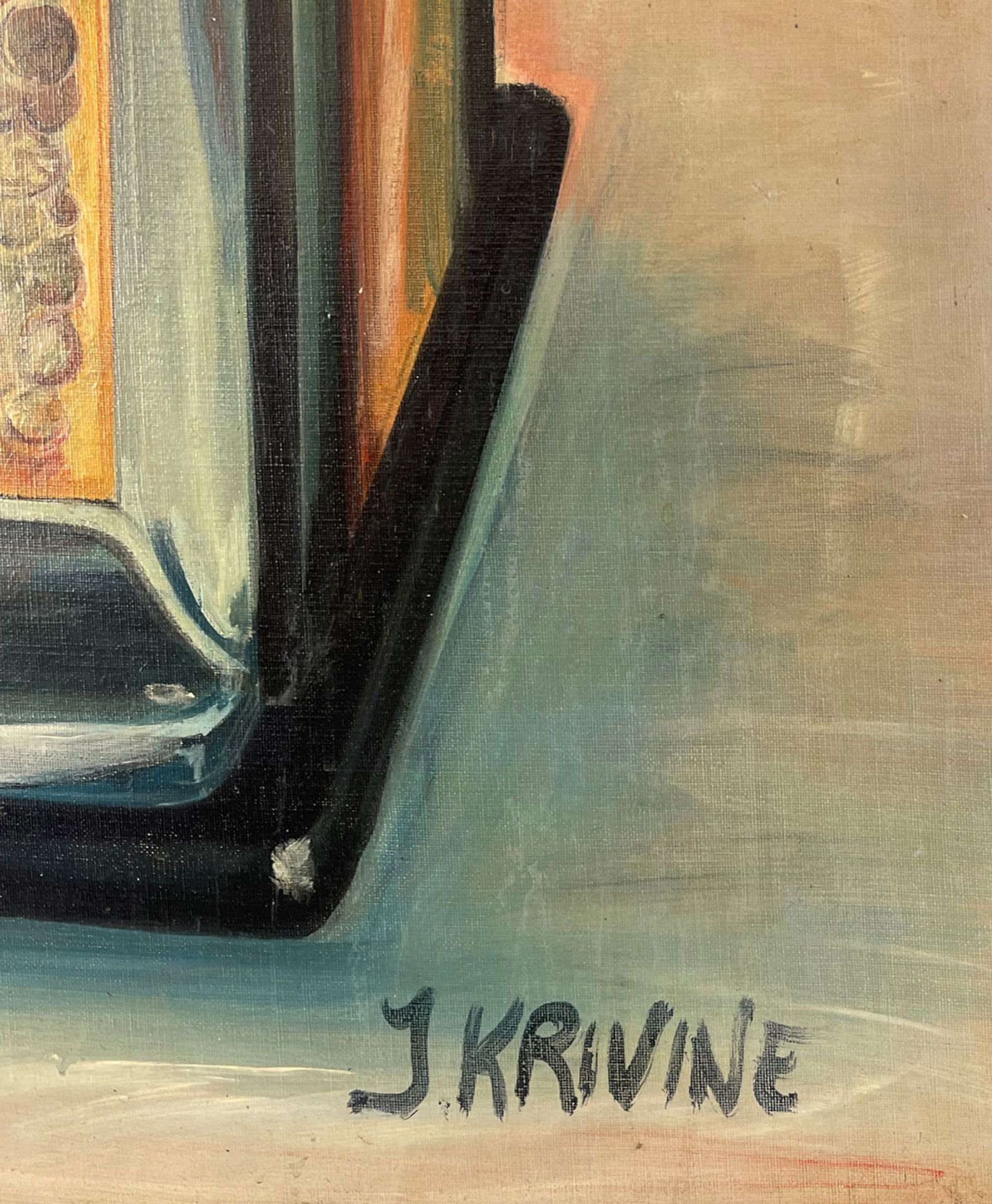 Framed J. Krivine Painting of Watling Treasury Slot Machine - Image 2 of 5