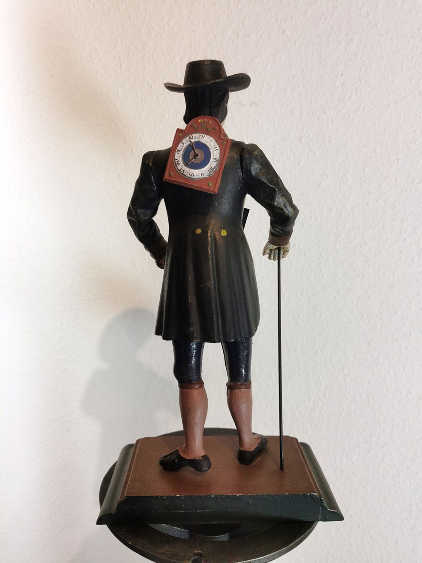 Black Forest Clock Seller, Cast Iron, Reproduction.  - Image 6 of 8