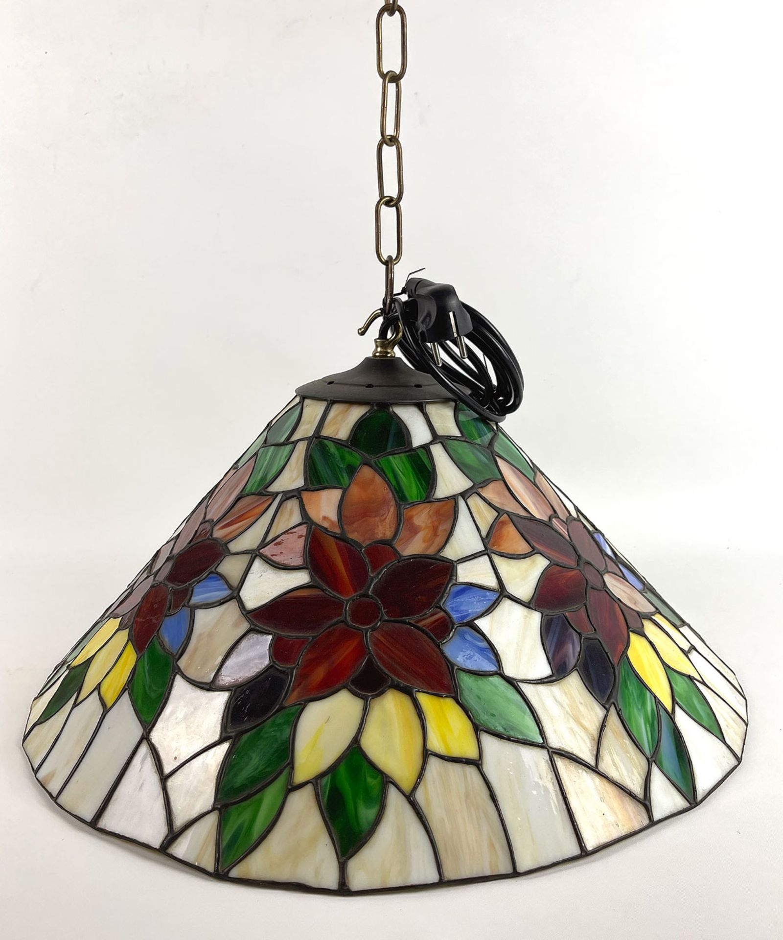 Tiffany Style Hanging Ceiling Lamp with Flower Motif - Bild 2 aus 4