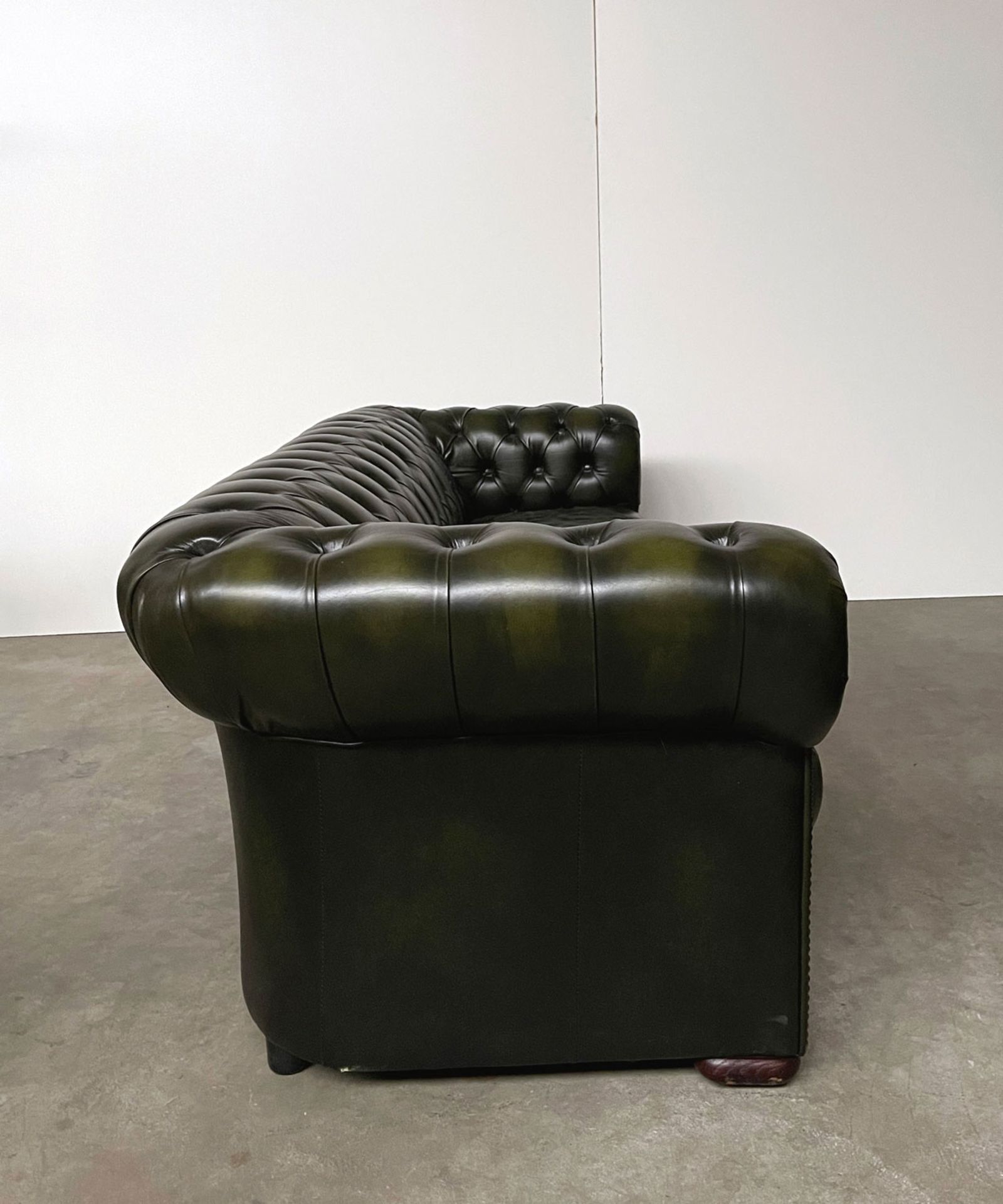 Green Leather Chesterfield Sofa - Image 3 of 10