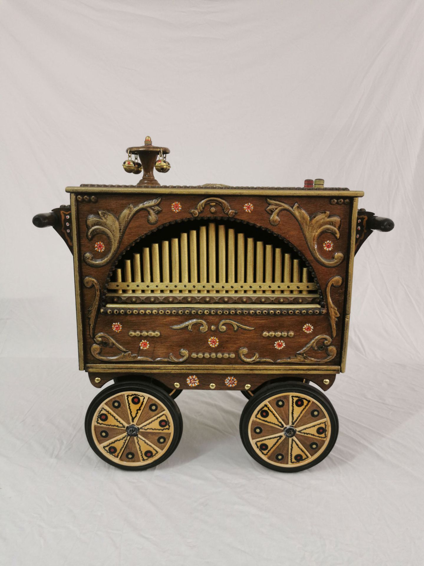 Brown Barrel Organ Scale Model on Wheels - Image 2 of 4