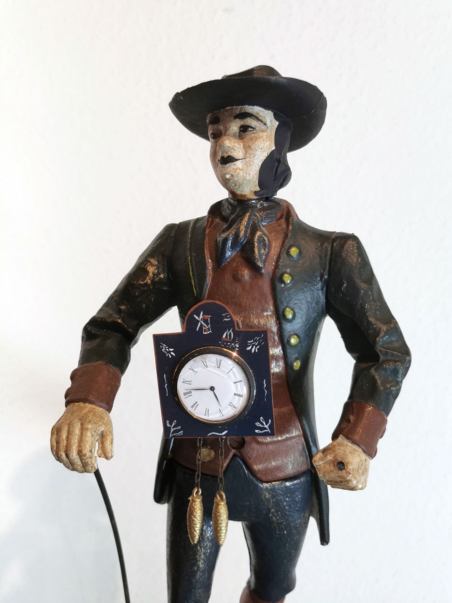Black Forest Clock Seller, Cast Iron, Reproduction.  - Image 4 of 8