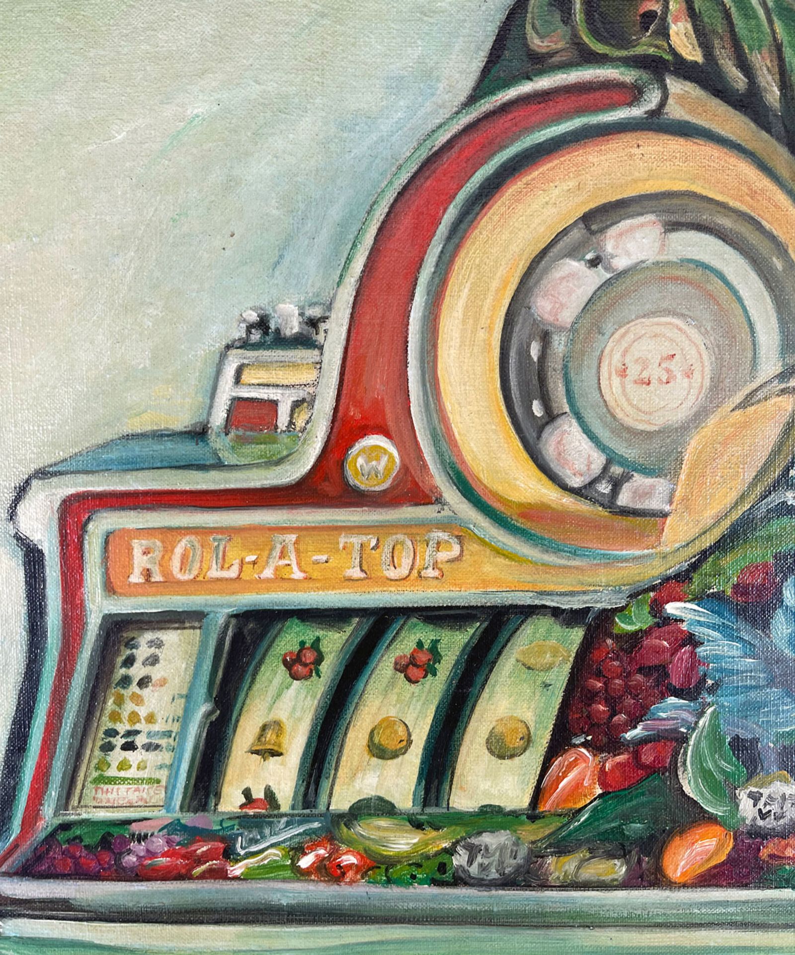 Framed J. Krivine Painting of Watling Rol-A-Top Slot Machine - Image 4 of 5