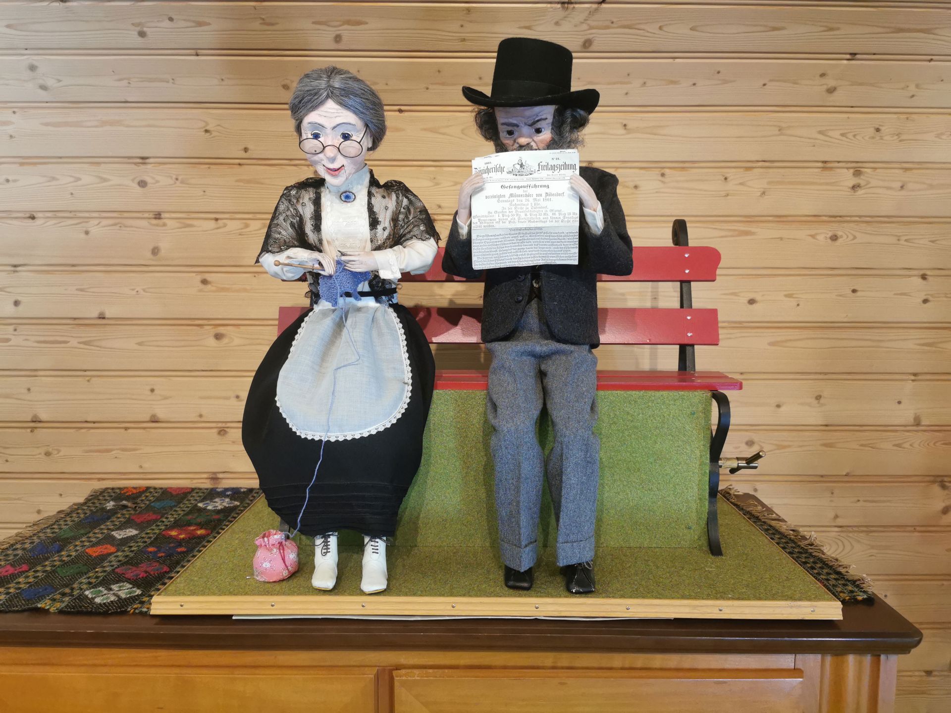 Werner Tschudin Copy of Gustave Vichy Old Couple on the Park Bench Automaton - Bild 2 aus 8
