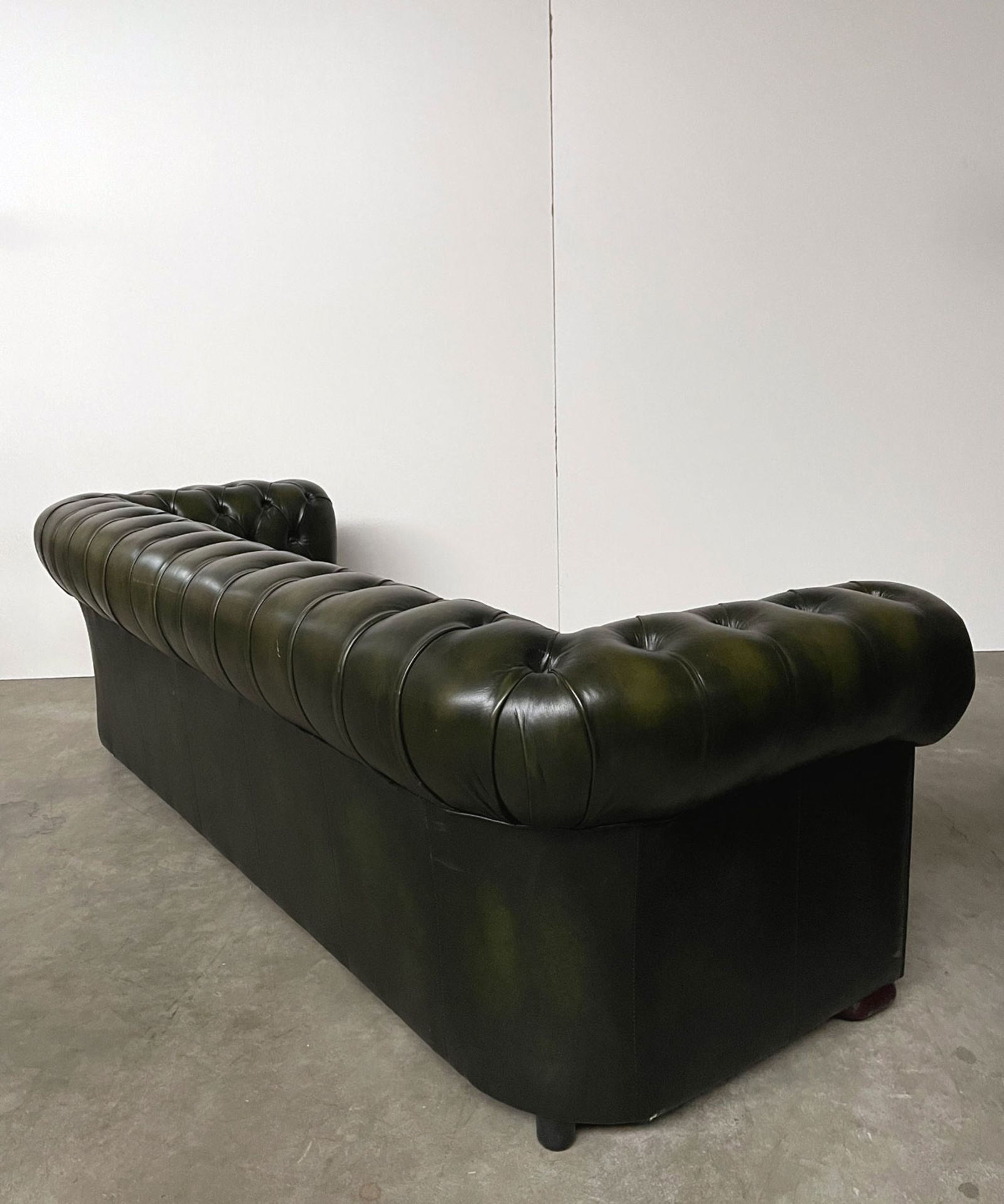 Green Leather Chesterfield Sofa - Image 4 of 10