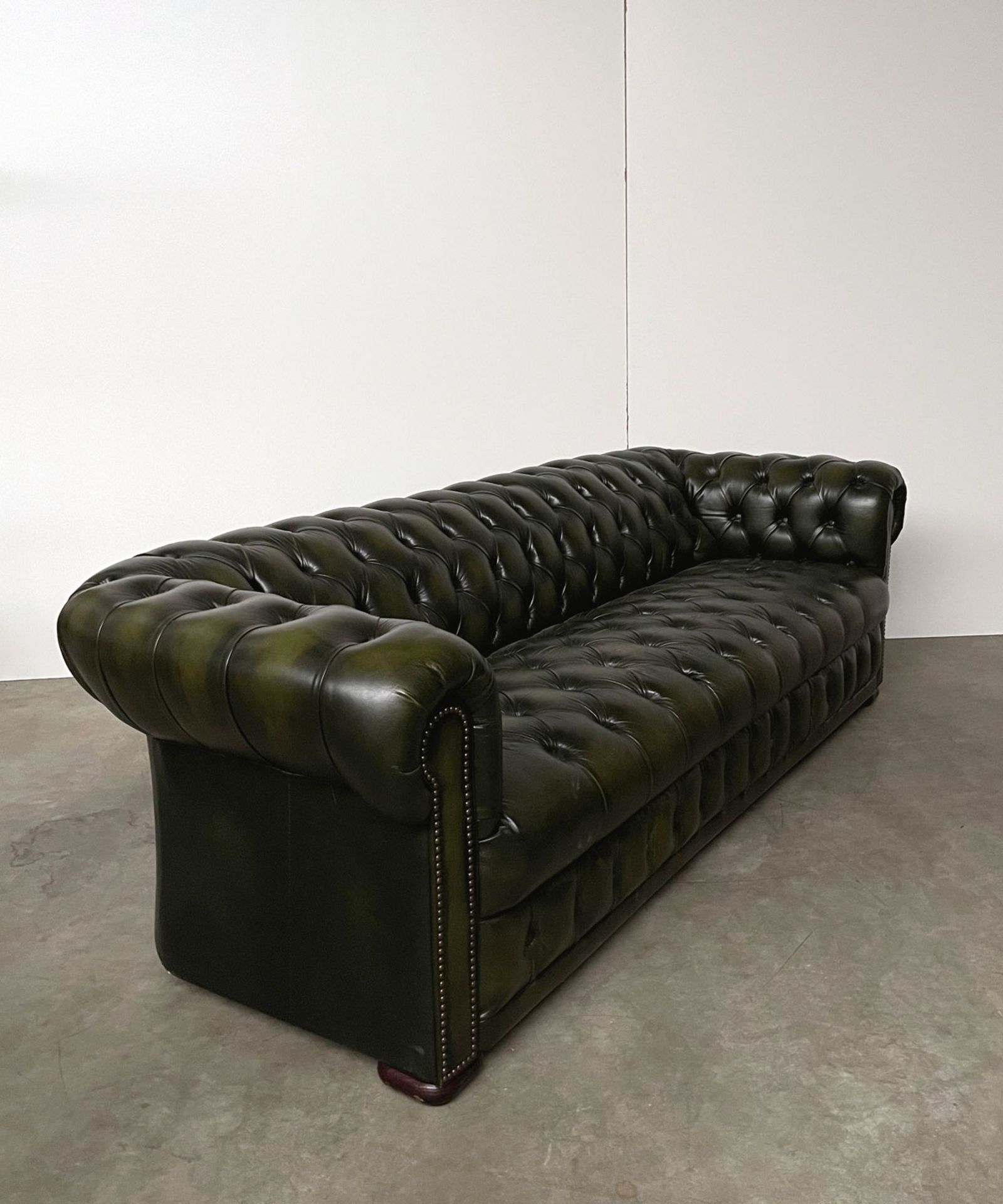 Green Leather Chesterfield Sofa - Image 2 of 10