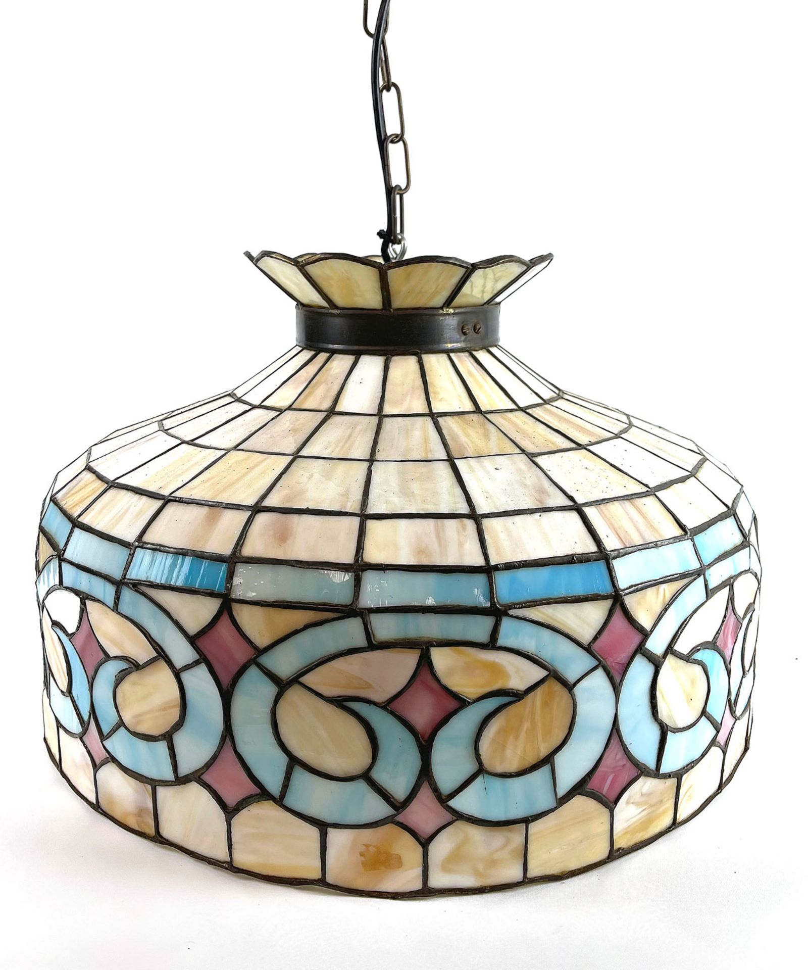 Tiffany Style Hanging Ceiling Lamp with Blue Pattern