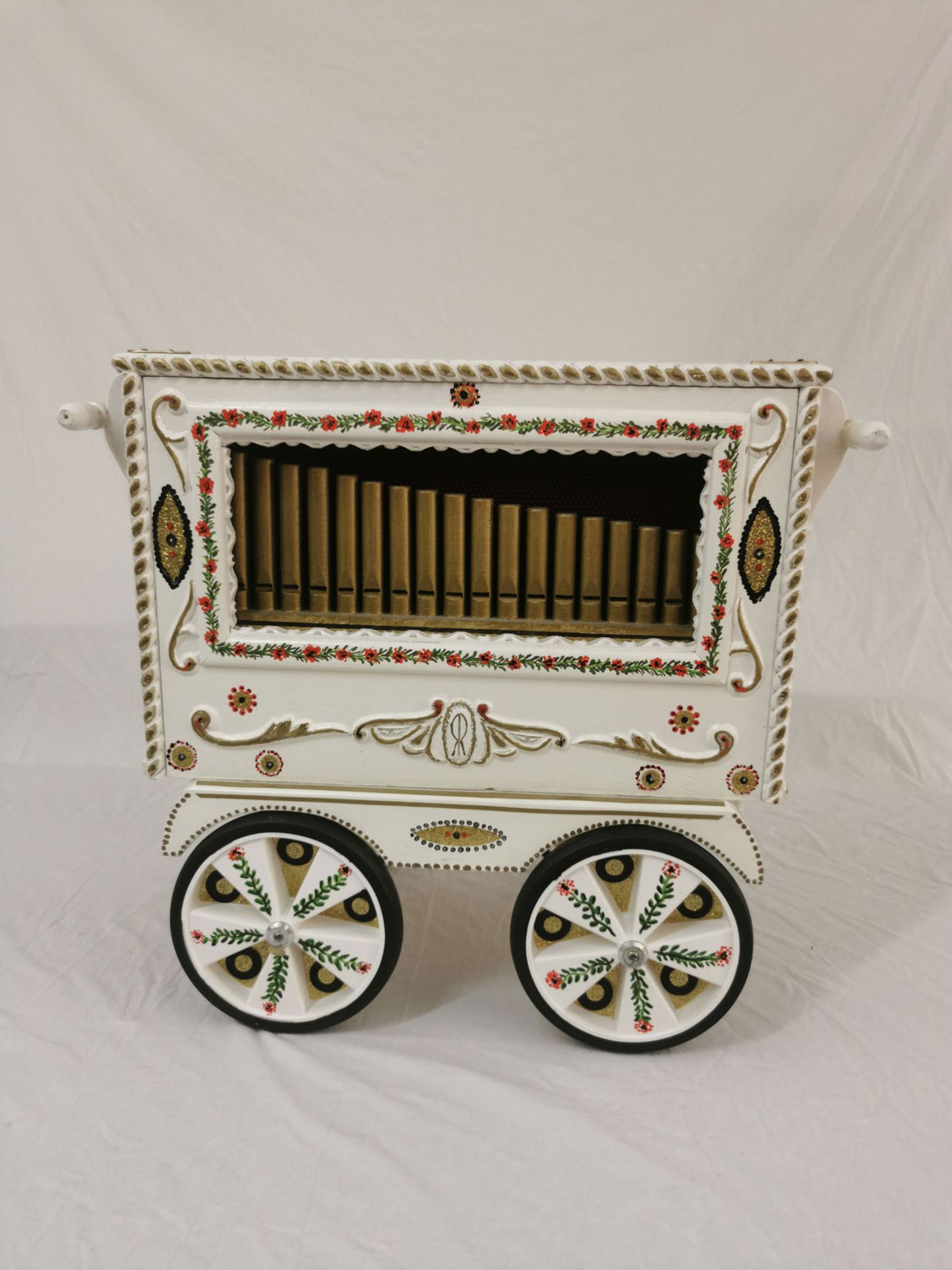 White Barrel Organ Scale Model with Cassette Player - Bild 2 aus 6