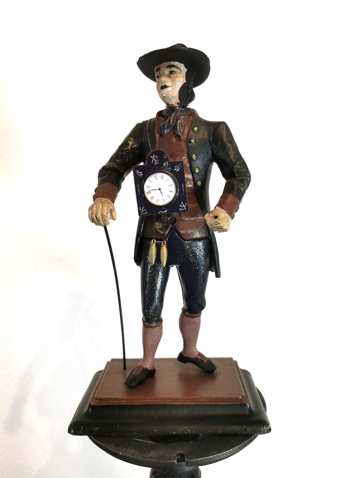 Black Forest Clock Seller, Cast Iron, Reproduction.  - Image 2 of 8