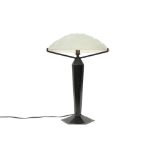 quite big French Müller frêres Lunéville signed Art Deco lamp with its base in wrought iron and