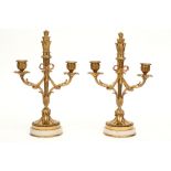 pair of antique neoclassical candelabra in gilded bronze and white marble || Paar antieke