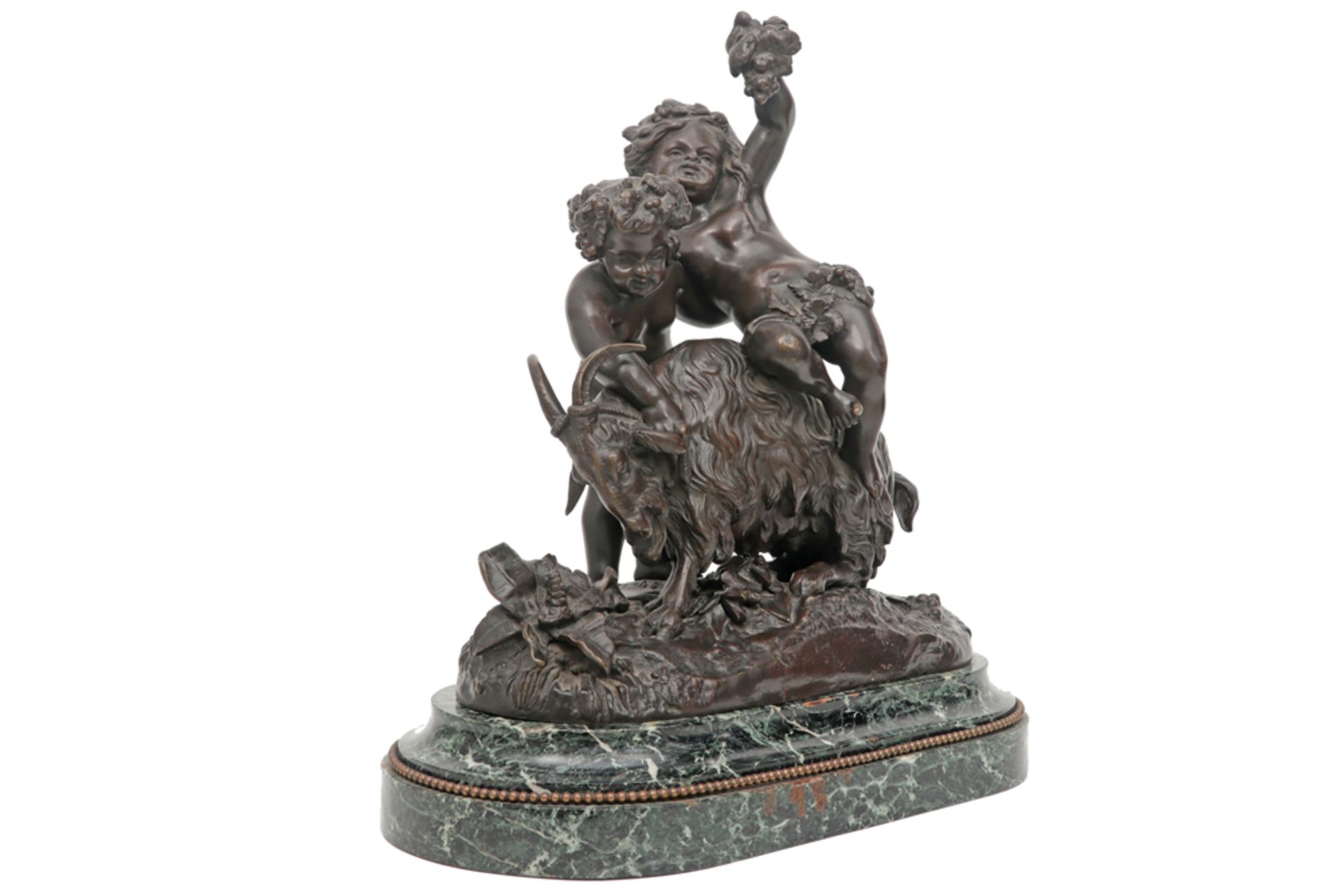 antique Clodion sculpture in bronze on an oval base in green marble - signed || CLODION (1738 - - Image 2 of 5