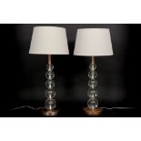 pair of modernistic vintage lamps in metal and crystal-glass || Paar modernistische vintage lampen