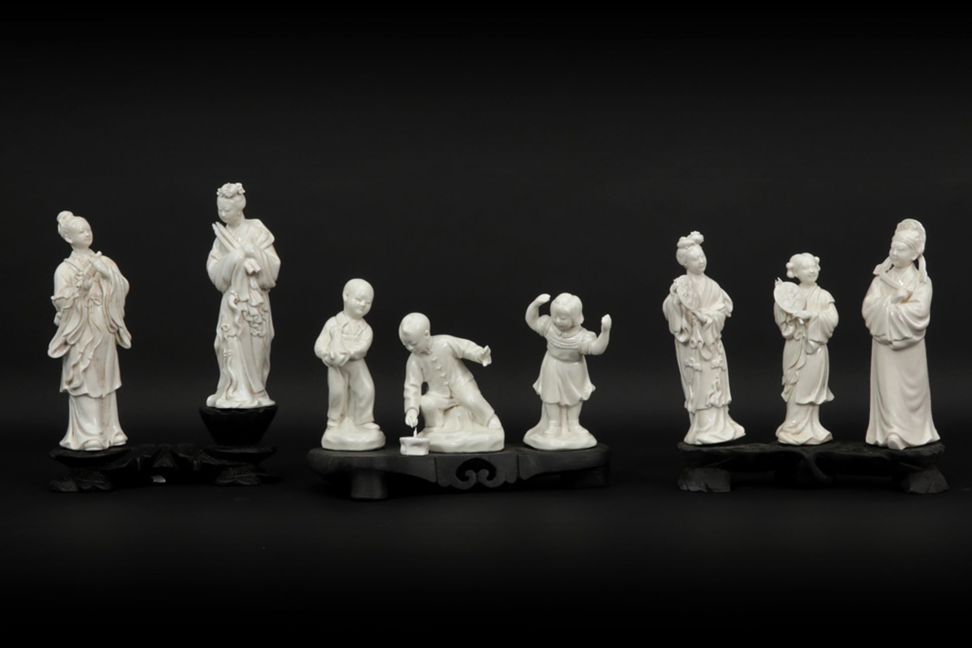 three Chinese Cultural Revolution period groups of figures in "blanc de Chine" - porcelain || Drie