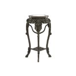 antique Chinese pedestal with a quite special design in finely sculpted rose-wood and with a