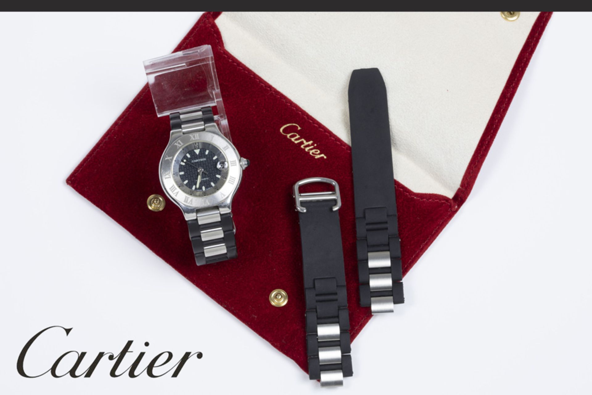 completely original Cartier marked automatic "Autoscaph 21" gentleman's wristwatch in steel with its - Image 2 of 2