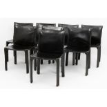 series of eight Mario Bellini "412 CAB" design chairs (dd 1977) in black leather, made by