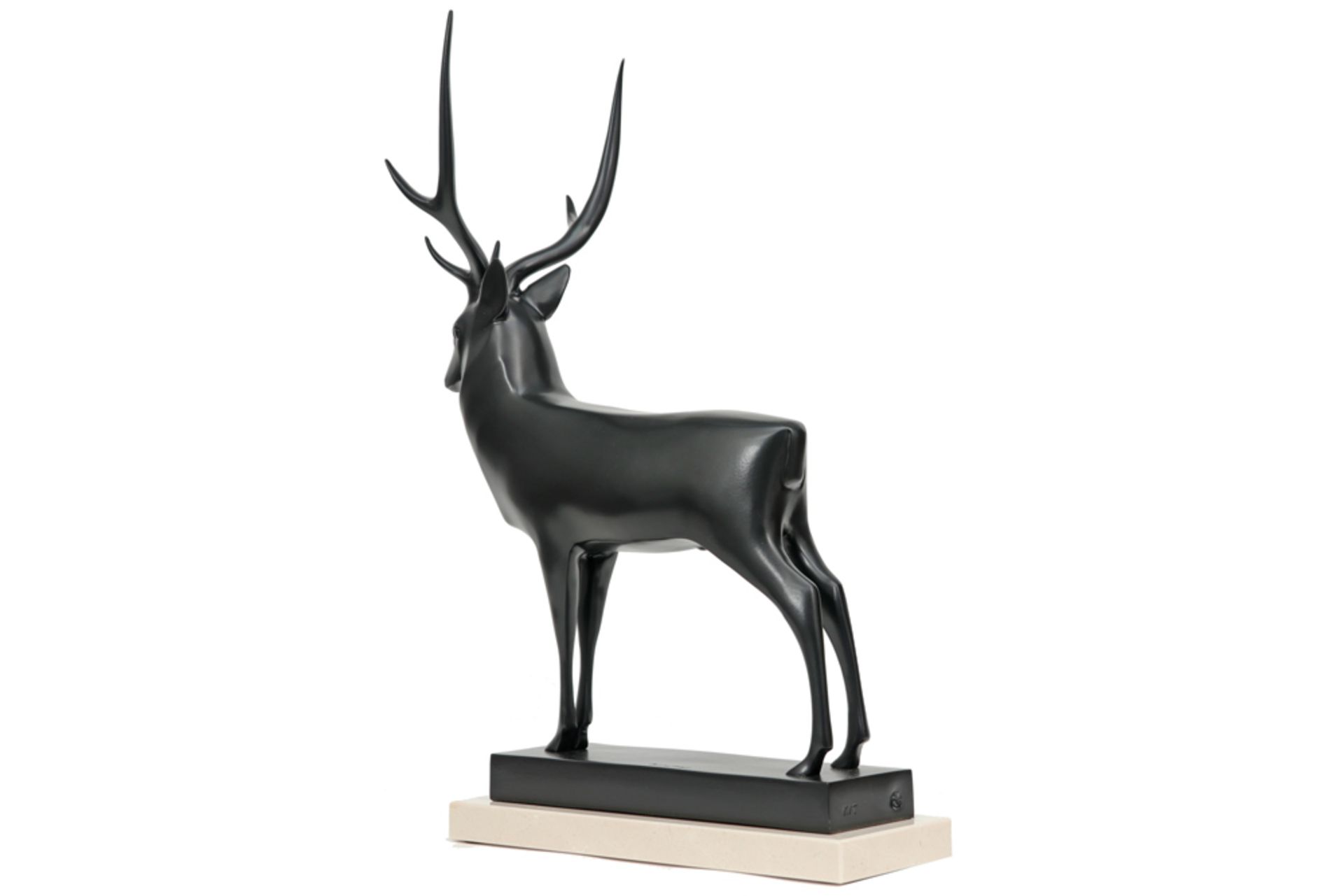 François Pompon posthumous cast "Big Deer" sculpture in bronze on a marble base - with signature and - Bild 4 aus 6