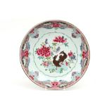 18th Cent. Chinese dish in porcelain with a Famille Rose decor with flowers and birds ||