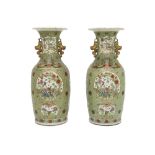 pair of big (90 cm high) antique Chinese vases in porcelain with a polychrome millefiori decor and