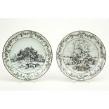 pair of 18th Cent. Chinese Qianlong period "Jesuits" plates in porcelain with a "European" grisaille