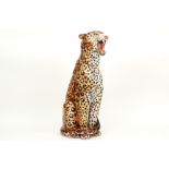 quite big fifties' Italian majolica (eartenware) "Cheetah" sculpture, attributed to Ronzan || RONZAN