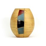 sixties' vase in German marked ceramic with a polychrome abstract decor || Duitse sixties' vaas in