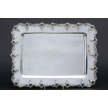 (dinner)-tray with Louis XV style border in silver || Grote rechthoekige dienplateau met Lodewijk