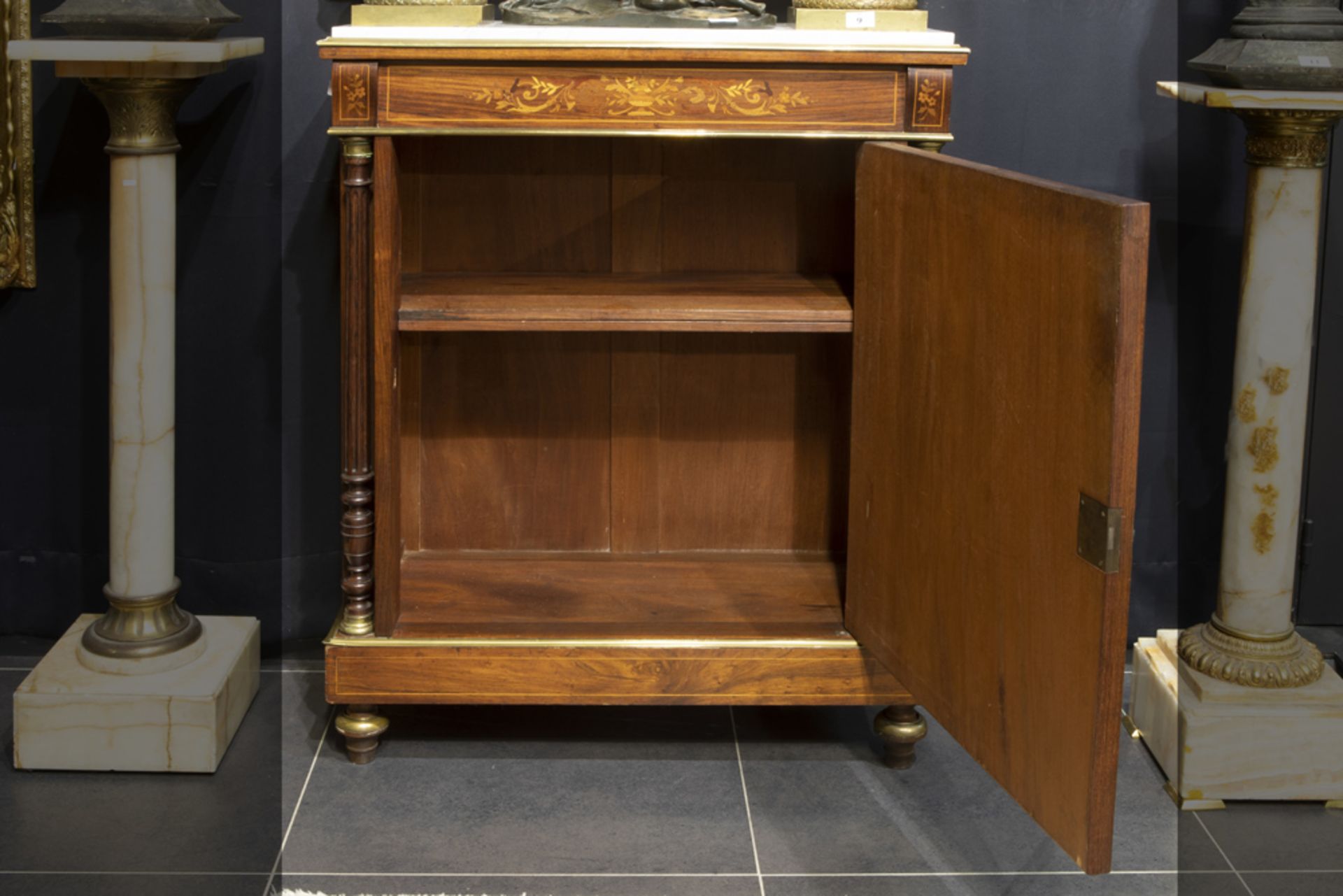 19th Cent. French neoclassical cabinet in marquetry with mountings in brass and bronze and its - Image 2 of 2