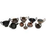 collection of ten antique Etruscan earthenware recipients || Collectie van tien antieke