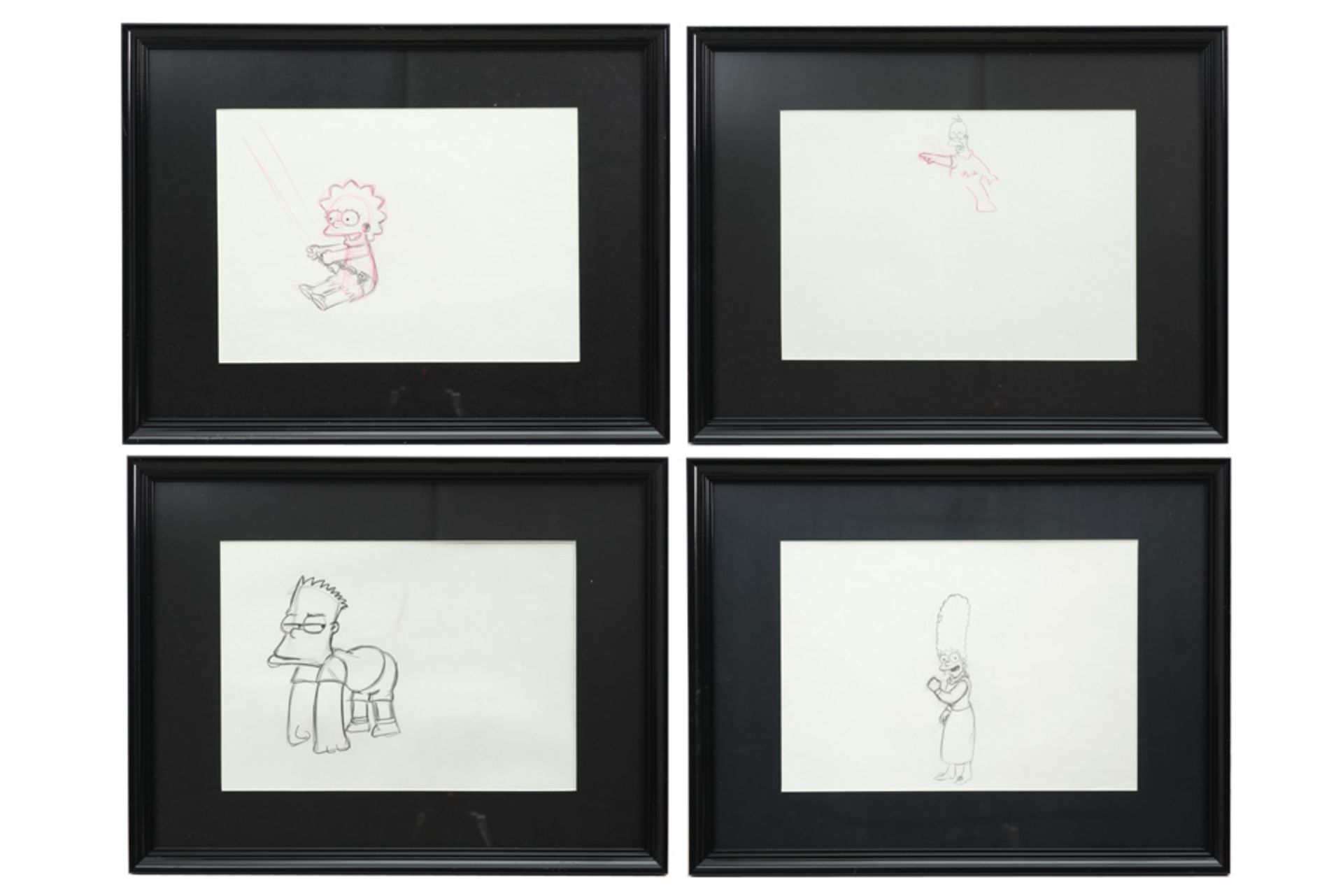 four original Matt Groening drawings for "The Simpsons" - each with a certificate || GROENING