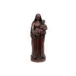 big "Mary with Child" sculpture in wood || Grote houtsculptuur : "Madonna met kind" - hoogte : 138