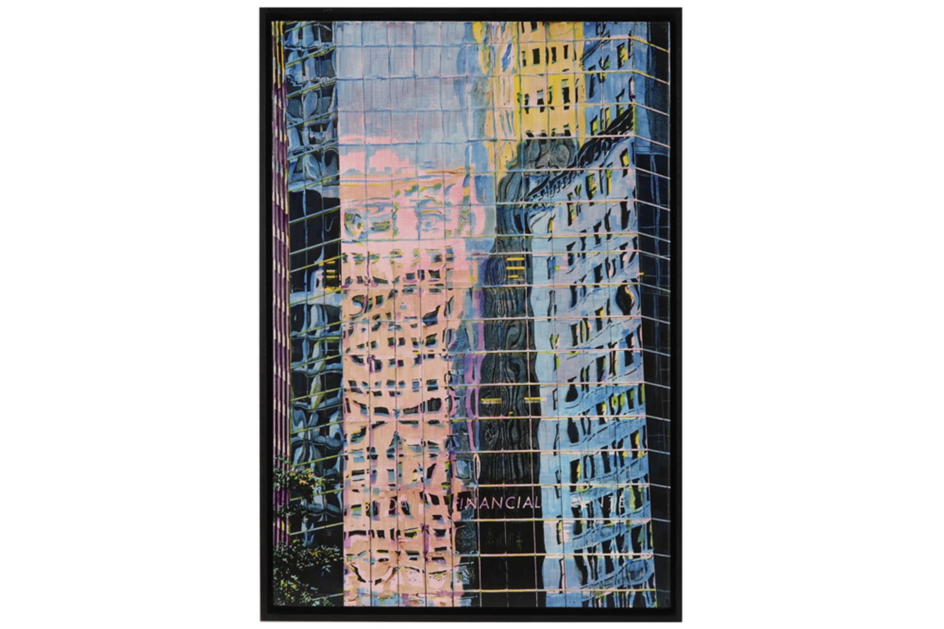 21st Cent. Belgian "Hazy financial Center" screenprint on canvas - signed Marnix Verstraeten and - Image 2 of 3