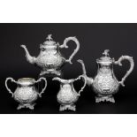 4pc coffee and teaset in silver - with its case || Vierdelig koffie- en theestel in massief zilver -