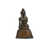 antique Burmese bronze "Buddha" sculpture || Antieke Birmaanse scultpuur in brons : "Zittende